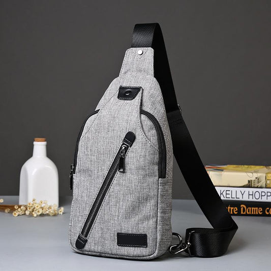 Chest Bag Men Gray Large Capacity Waterproof Oxford Cloth Shoulder Bag Outdoor Sports Bag Backpack