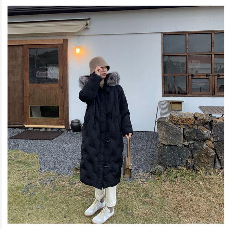 Down Jacket Winter Korean Fashion Big Fur Collar Mid-length Hooded Thick Warm Large Size Jacket Suitable for Women