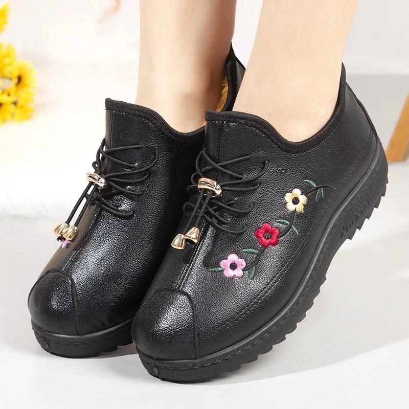 Women's Cotton boots Autumn and Winter Cloth Shoes Plus Velvet Thick Non-slip Cotton Shoes Mother Shoes