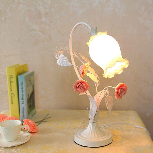 Garden Flowers European Bedroom Wedding Room Bedside Lamp Long Lamp Wedding Table Lamp