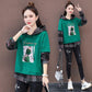 Fake Two Piece Stitching Hooded Sweater Spring and Autumn Loose Long-sleeved Casual Blouse Women