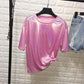 Ladies T-shirt Reflective Summer Short Sleeve Personality Tops Women Loose Shiny T Shirt