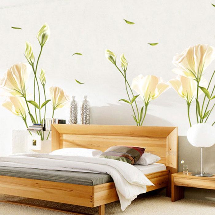 Removable Five Generations Wall Sticker Removable Wall Sticker Wall Decoration Yellow Lily wallpaper
