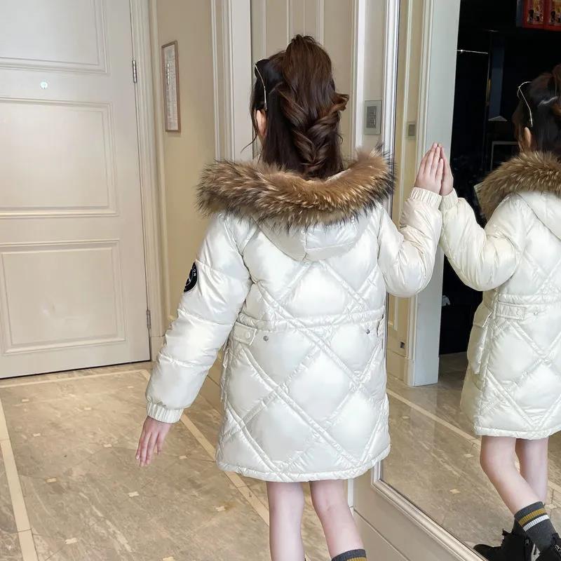 Girls Thick Warm and Wash-free Cotton Clothes Mid-length Warm Cotton Jacket