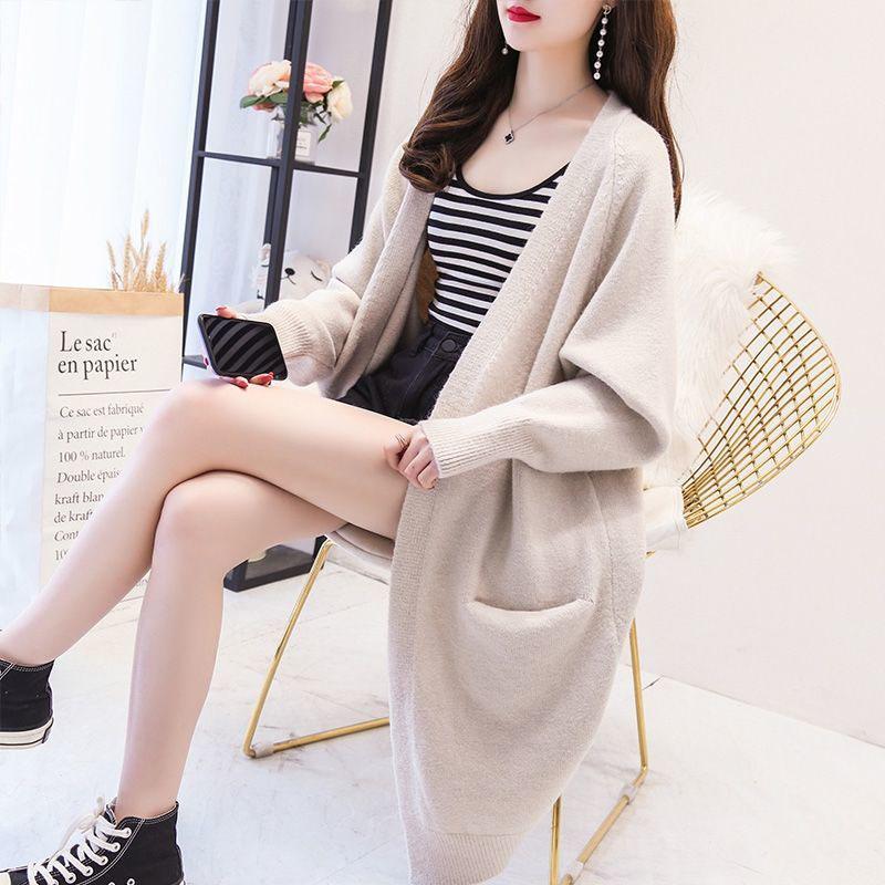Mid-length Cardigan Sweater Spring and Autumn Loose Outer Tops Spring Casual Knitted Women's Jacket