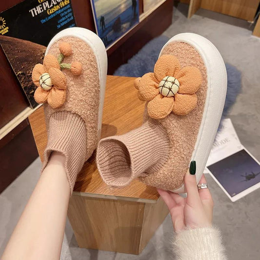 Snow Boots Women's Fur One Winter All-match Thick-soled Non-slip Short-tube Short Boots Sweet and Cute Comfortable Knitted Shoes