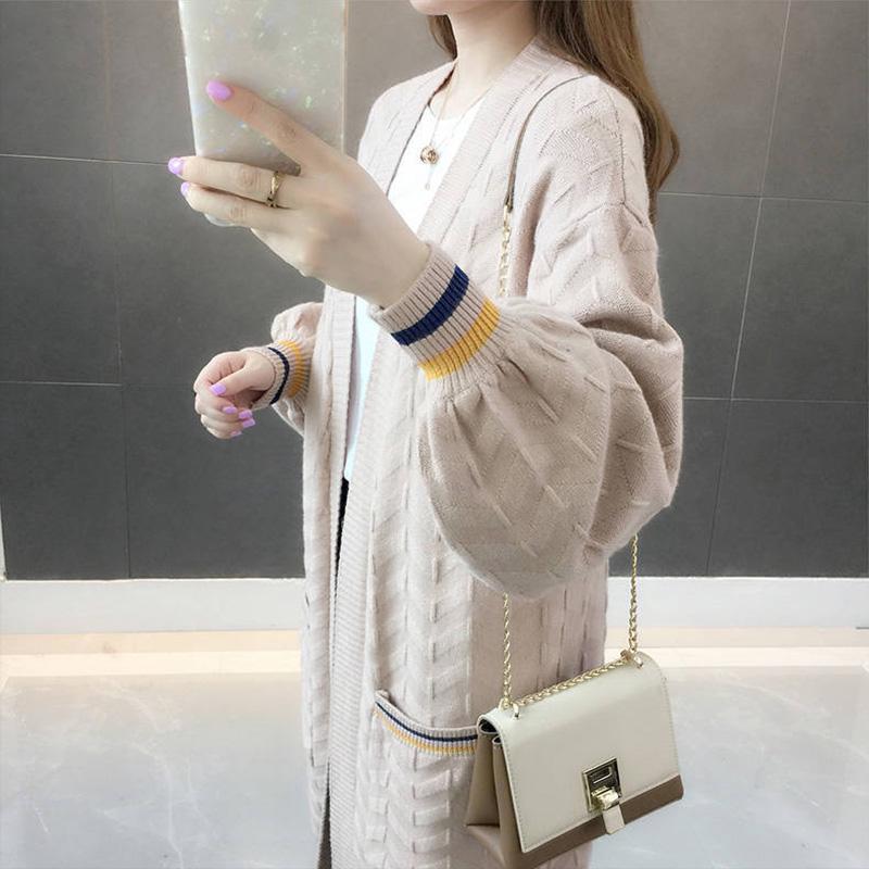 Autumn and Winter Mid-length Knitted Cardigan Loose Casual Sweater Long-sleeved All-match