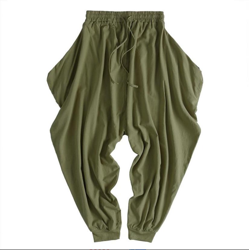 Men's Loose Pants, Linen Harlan Wide Leg Pants, Japanese Style Casual Loose Trousers