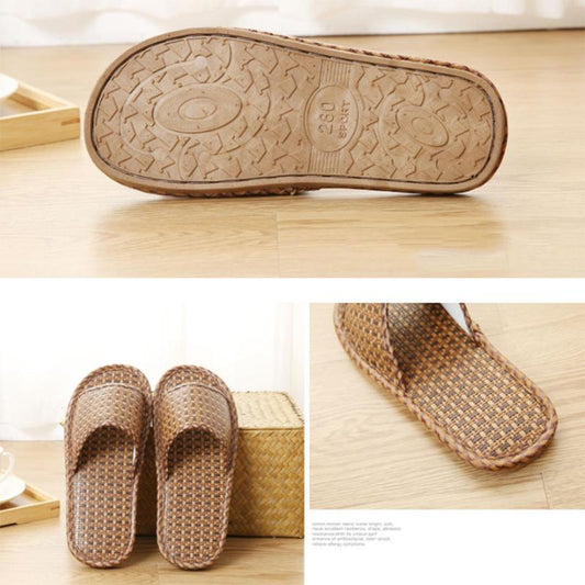 Summer Stand Bamboo Mat Rattan Couple Slippers Indoor Natural Color Indoor Home Sandals