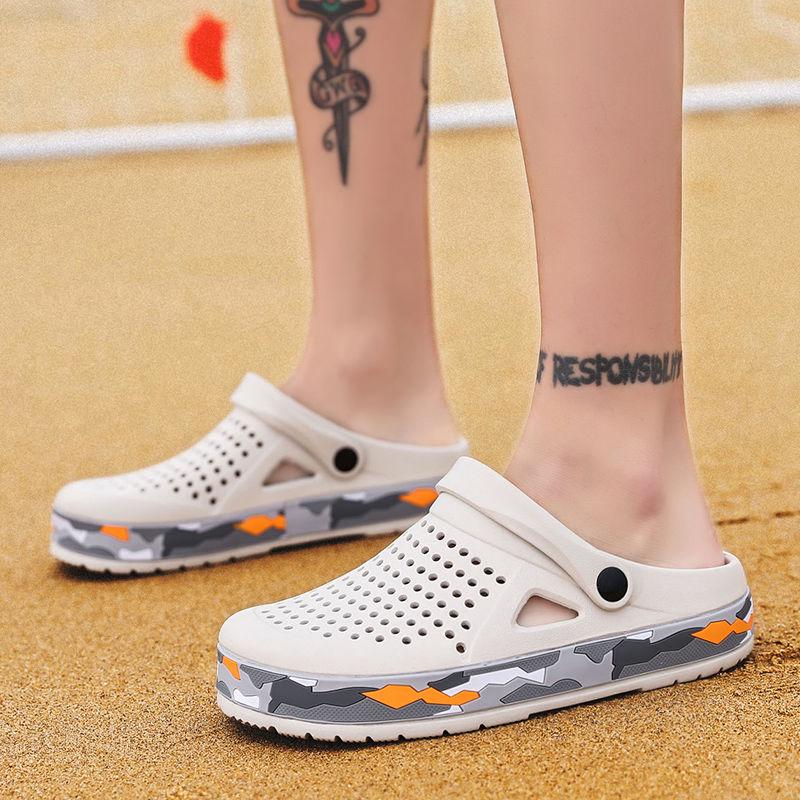 Summer men's casual slippers personality big head sandals anti-skid shoelace heel dual-use sandals