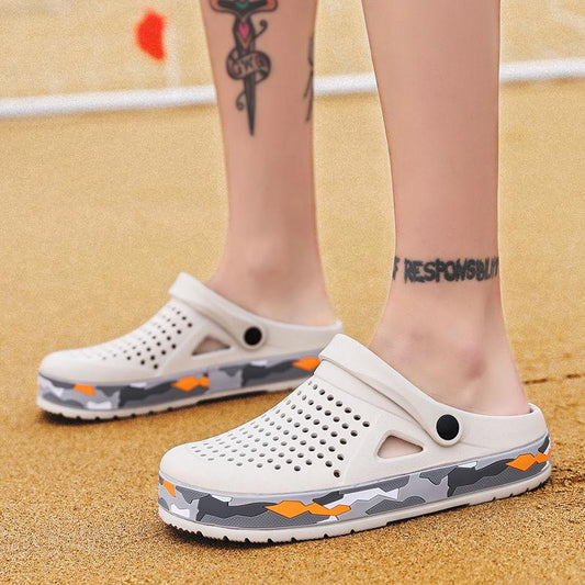 Summer men's casual slippers personality big head sandals anti-skid shoelace heel dual-use sandals