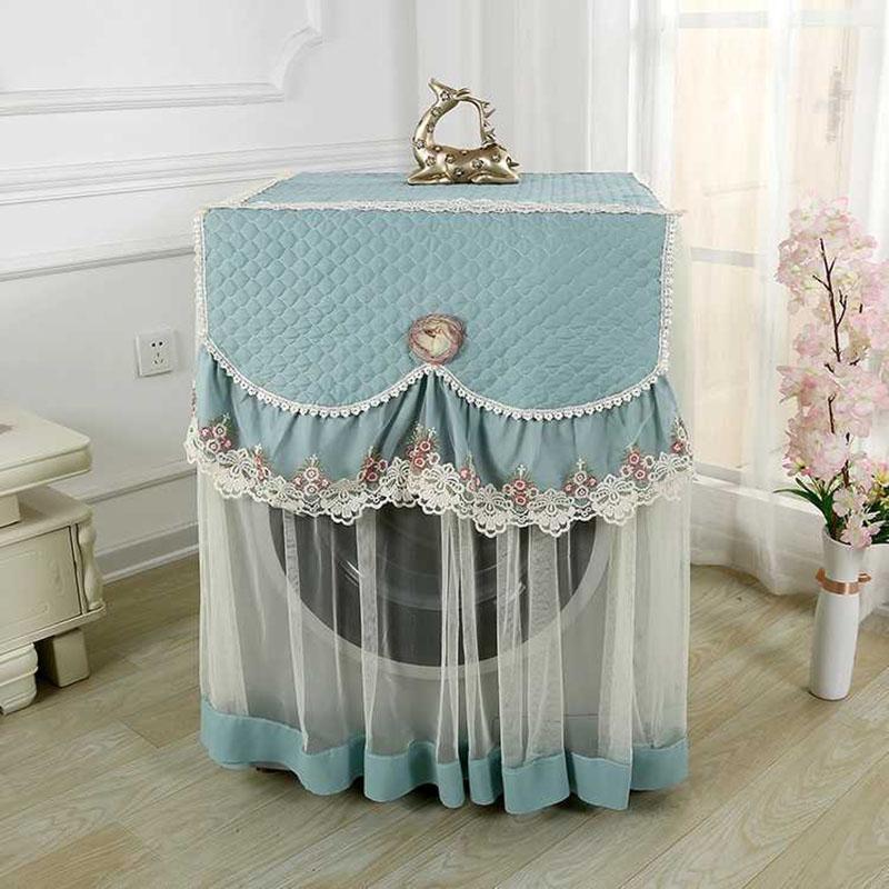 Lace Washing Machine Cover Dustproof Embroidery Floral Home Decor Protector Washing Machine Covers