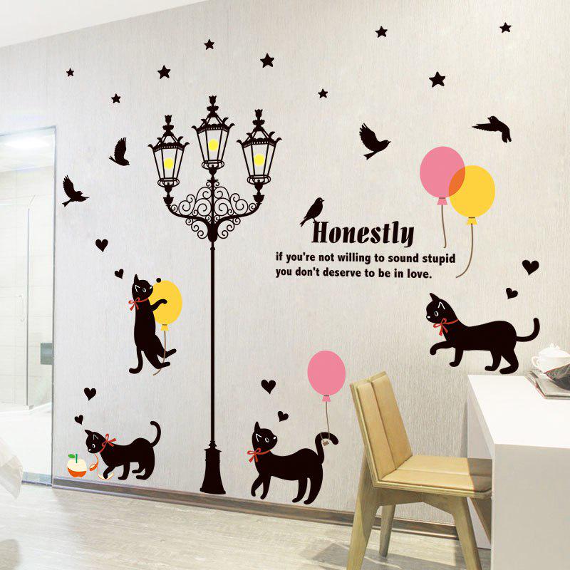 [Wall stickers] cats under the street light wall stickers for kids rooms nursery baby bedroom childr