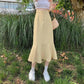 Ruffled Skirt Women's Summer High Waist Slim Mid-length A-line Skirt Solid Color Irregular Edge Fishtail Skirt