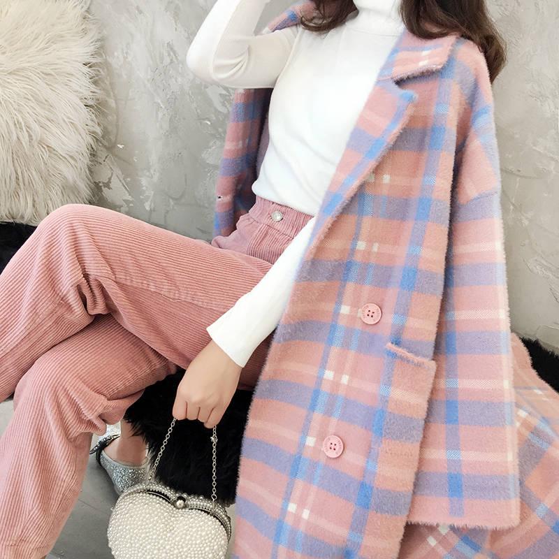 Wool Coat Women's Autumn Winter Jacket Long-sleeved Blazer Outwear Ladies long woolen coat overcoat
