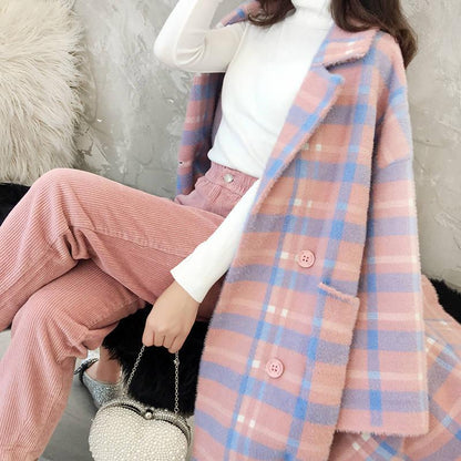 Wool Coat Women's Autumn Winter Jacket Long-sleeved Blazer Outwear Ladies long woolen coat overcoat