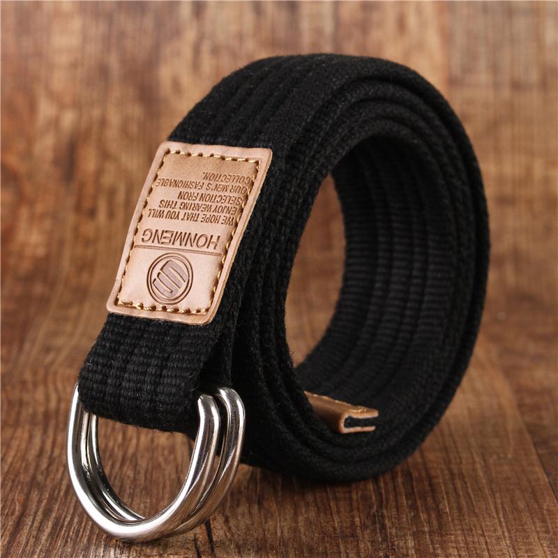 Men's and Women's Wild Canvas Belt Youth Students Double Ring Buckle Canvas Belt Woven Belt