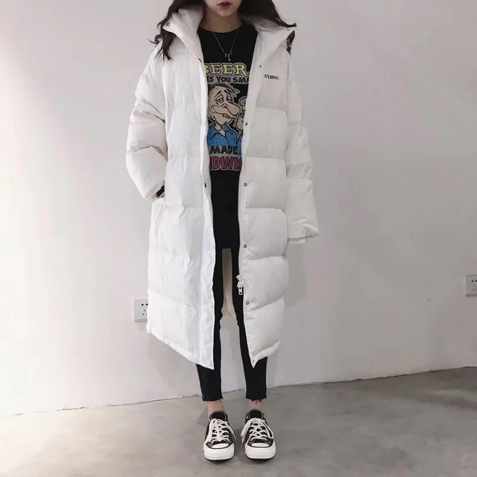 Down Jacket Men and Women of The Same Style Lovers Mid-length Thick Hooded White Duck Down Jacket
