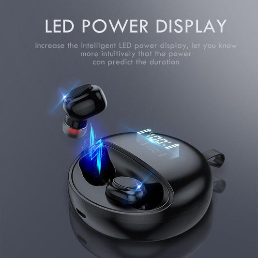 LED Display Earphones TWS Wireless Headset Bluetooth V5.0 Earbuds 360 Rotation 8D Stereo with Mic