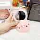 Cute pig USB Rechargeable LED Makeup Mirror Folding Light Convenient Small Mirror Beauty Makeup Ladies Portable Mirror