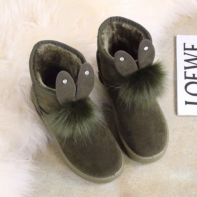 Women Winter Warm Boots Lady Snow Boots Fashion Rabbit Ears Wear Ankle Boots Winter Cotton Shoes
