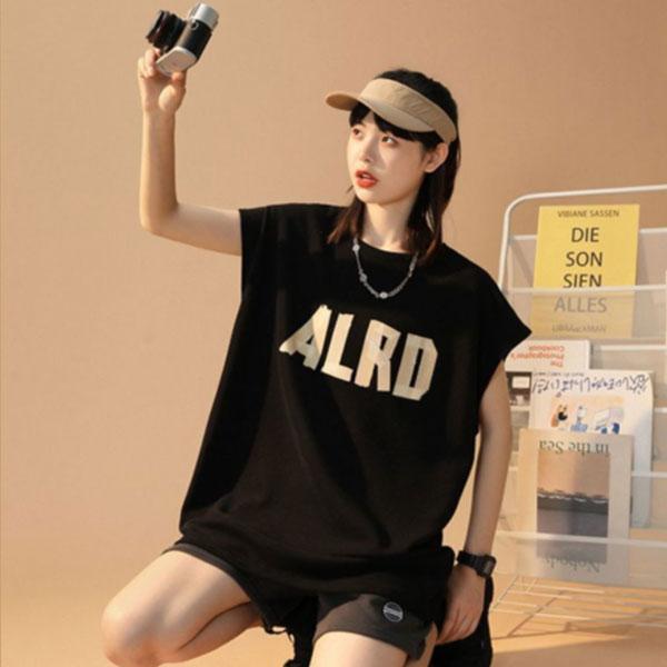 Sports Vest Female Summer Wear All-match Thin American Basketball T-shirt Japanese Broadband Cut-sleeve Top Casual Fitness Jogging Sleeveless T-shirt