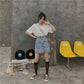 Women Summer High-waisted Skirt Student Casual Anti-light-out Was Thin Mini A-line Denim Short Skirt