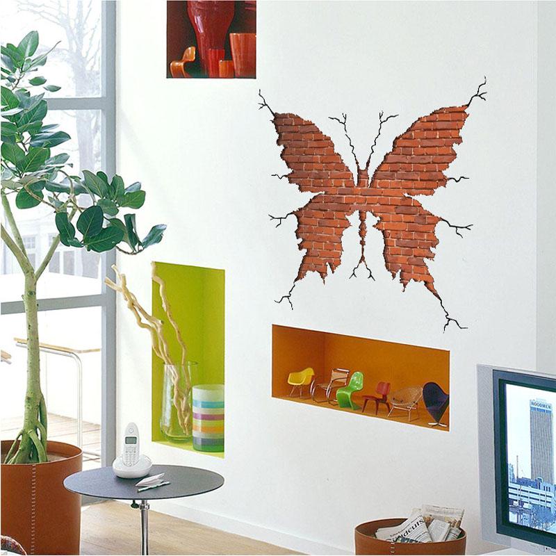 [Wall sticker ]New 3d Butterfly Wall Rupture Wall Stickers Home Decor Interior Art Decals Decoration