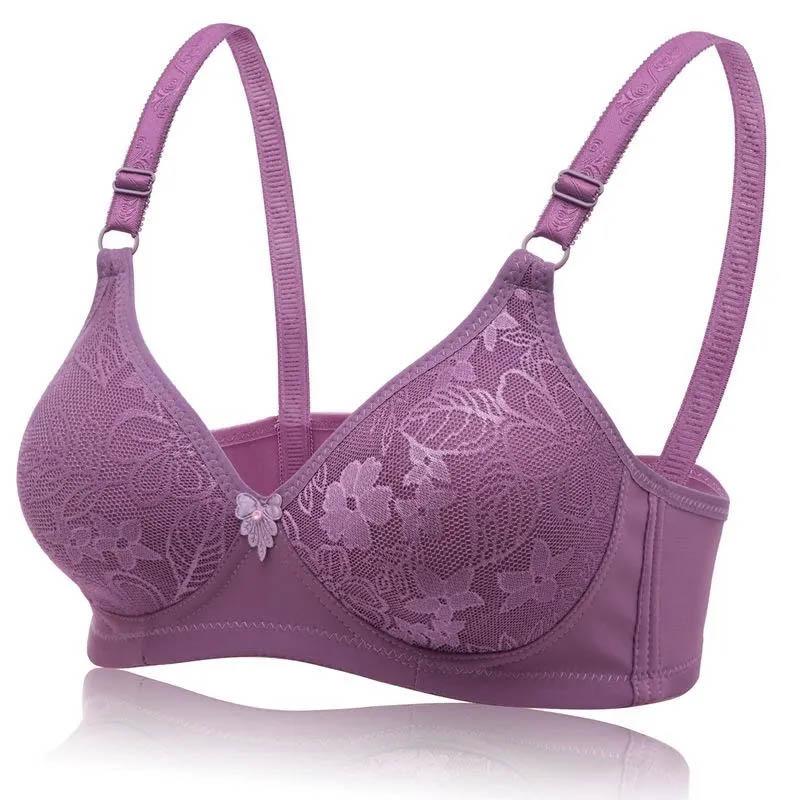 Large size thin section gathered breathable skin-friendly no steel ring underwear simple natural sexy embroidered comfort bra