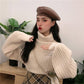 Pofulove Autumn Winter Turtleneck Thickened Warm Bat Sleeve Long Sleeve Sweater Women Bottoming Coat