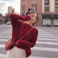 Thick Sweater Women Knitted Ribbed Pullover Sweater Long Sleeve Round Neck Jumper Soft Warm Autumn Winter
