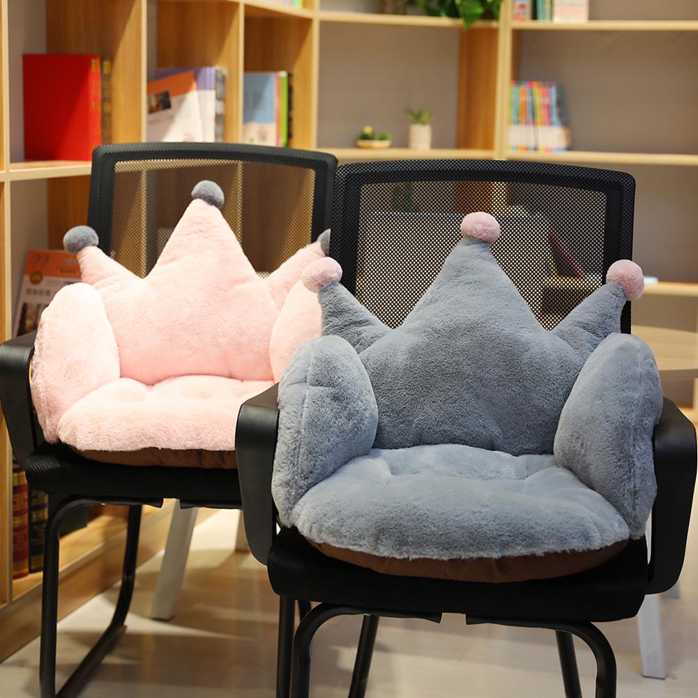Plush Crown Seat Cushion Chair Pad Fur for Home Office