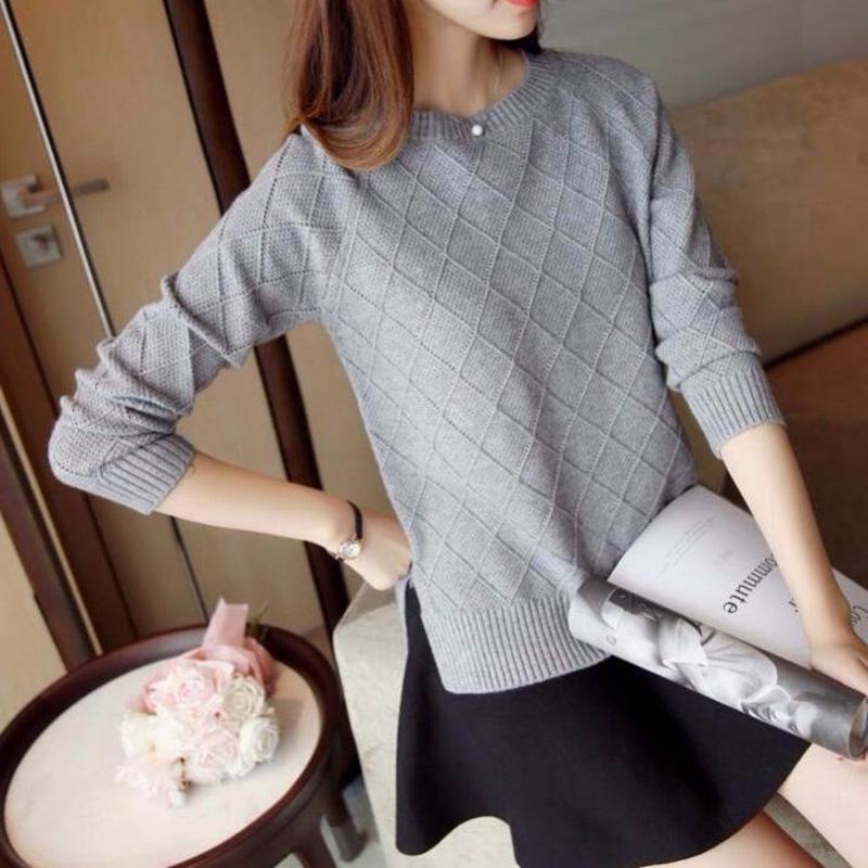 Women Low Collar Long Sleeve Warm Pullover Sweater Office Thick Knitted Bottoming Shirt Top