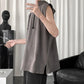 Summer Solid Color Hooded Vest Men's Trendy Loose Waistcoat Slit All-match Sports Hoodie Vest