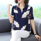Women's Summer Chiffon Shirt T-shirt Loose Top Short-sleeved V-neck Shirt