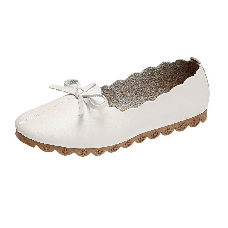 Spring and Autumn Korean Version of Shallow Mouth Mother Shoes All-match Soft-soled Round Toe Pedal Bowknot Work Lazy Shoes