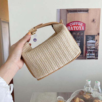 Straw Woven Small Bag Casual Women's Bag Portable Fashion Trend One-shoulder Messenger Bag Chun Summer