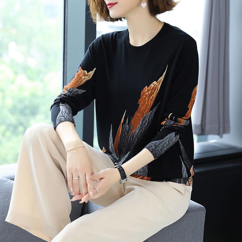 Plus Size Woolen Sweater Women Comfortable High-end Printed Cashmere Sweater Winter Wool Knitted Bottoming Sweater Elastic Jumper Top