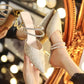 Women's Summer Rhinestone Sandals Stiletto Middle Heels All-match Non-slip Wear-resistant Pumps