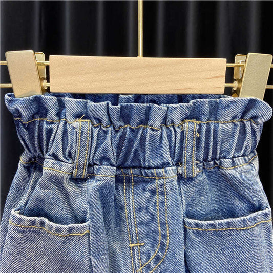 Children's Pants Summer Girls Korean Style Casual Wide Leg Pants Denim Waist Baby Anti-mosquito Casual Pants