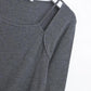 Short Solid Color Long Sleeve T-Shirt Female Student Drawstring Sling Long Sleeve Top Women