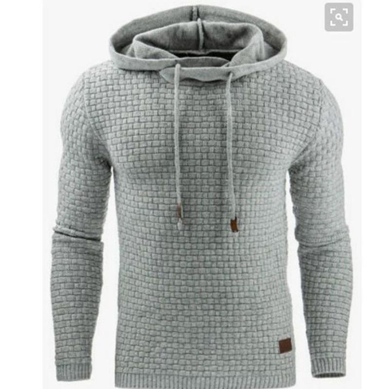 Men's Sweater Spring and Autumn Jacquard Long-sleeved Loose Fashion Hoodie Solid Color Sports Casual Jacket Trendy
