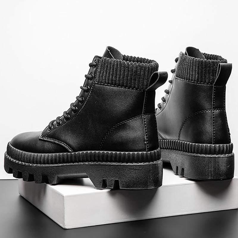 Men's High Top British Martin Boots Korean Trend  All-match Increase Cowboy Boots High-top Black Men's Boots