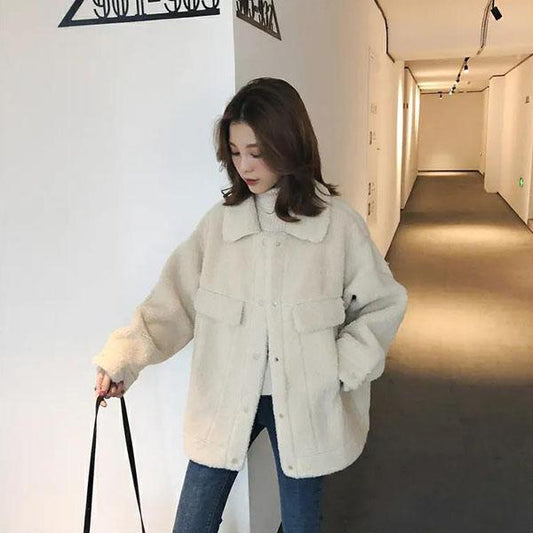 Autumn and Winter Casual Lamb-like Thickened Loose Cashmere Coat Women's Furry Jacket