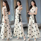Polka Dot Chiffon Women's Two-piece Loose Wide-leg Pants Round Neck Sleeveless Bow-knot Shirt Chiffon Fabric Light and Breathable