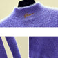 Pofulove Faux Mink Fleece Sweater Short-fitting Winter Jacket Half Turtleneck Bottoming Shirt