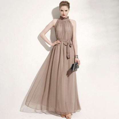 Super Long Ankle Length Skirt Bohemian Solid Color Chiffon Plus Size Dress Holiday Beach Skirt Light and Breathable Elegant Chiffon Long Skirt