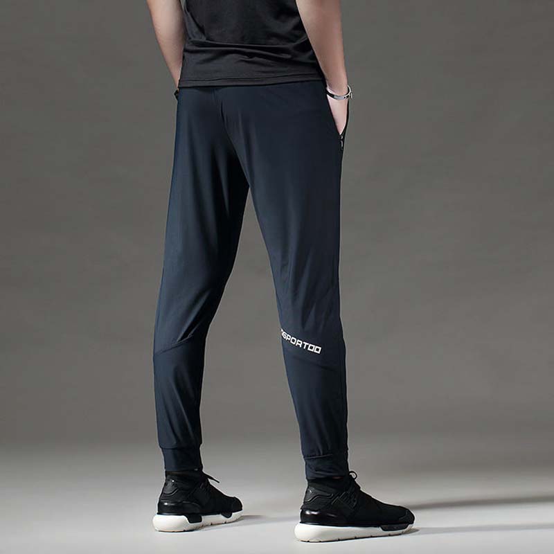 Lightweight Ice Silk Sports Trousers Loose Quick-drying Pockets Zipper Training Leisure Fitness Trousers