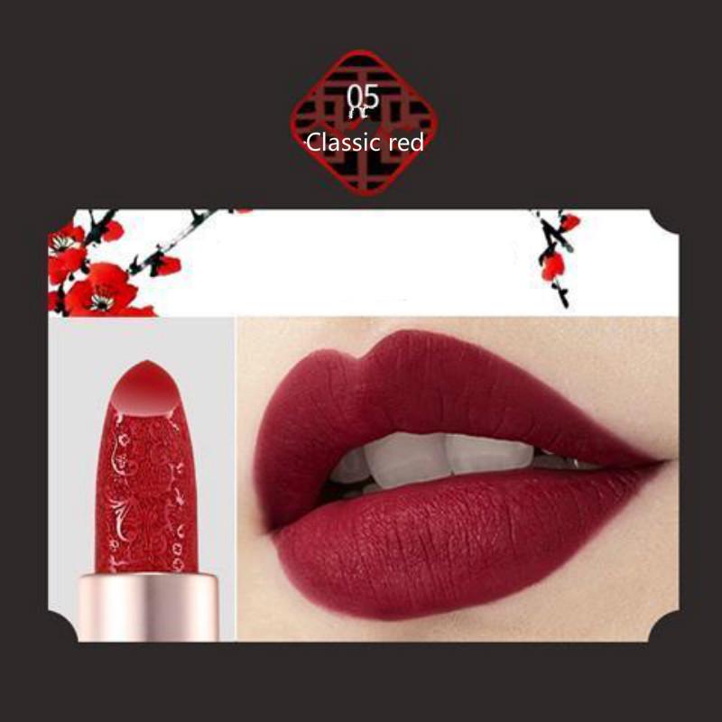 Velvet matte lipstick carved lip balm modern gold ong lasting waterproof orange red lipstick