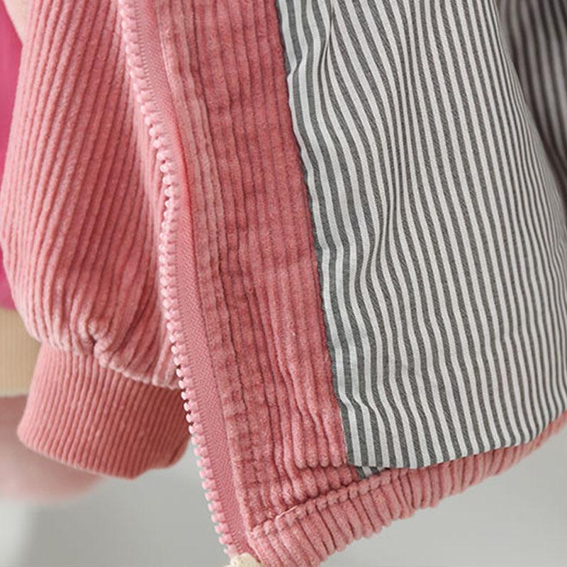 Girls' Winter and Autumn Jacket Foreign Style Children's Plus Velvet Middle and Small Children Baby Corduroy Top Thick Trendy Cotton Clothing